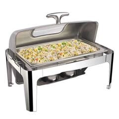 Chafing Dish  Roll Top Camlı 9 Litre