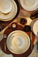 Kütahya Porselen Bone Lilyum 6 Kişilik Bone Liyum Yemek Takımı