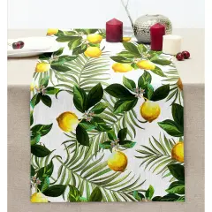 Limon Yaprakları Desenli Dijital Baskılı Dikişli Şönil Runner 36*185