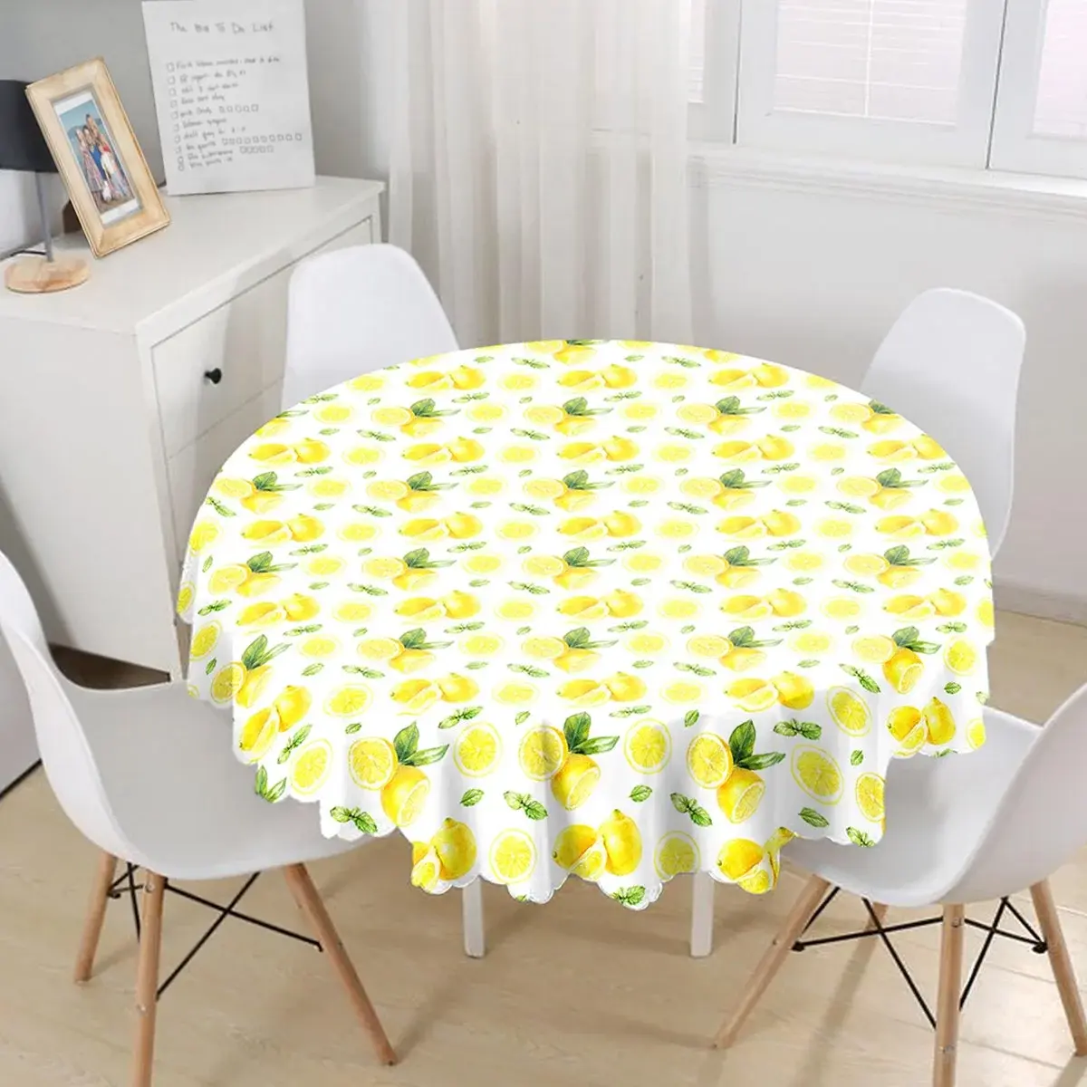 LİMON DESENLİ YUVARLAK MASA ÖRTÜSÜ 140 CM