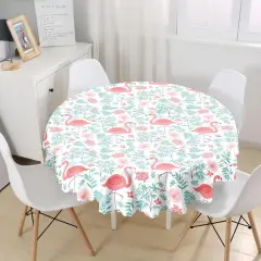 FLAMİNGO DESENLİ YUVARLAK MASA ÖRTÜSÜ ÇAP 140 CM