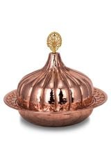 Paşaçadırı Yuvarlak Sunum Tabağı 30 Cm El Dövme Kırmızı