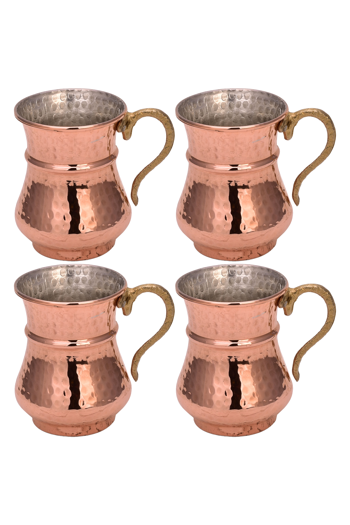 Kordonlu Maşrapa Makine Dövme 250 Ml 4lü Takım Kırmızı