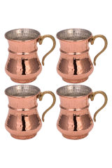 Kordonlu Maşrapa Makine Dövme 250 Ml 4lü Takım Kırmızı