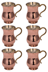Kordonsuz Maşrapa El Dövme 300 Ml 6lı Takım Kırmızı