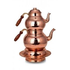 Klasik Çaydanlık 3 No Isıtıcılı Takım El Dövme Kırmızı