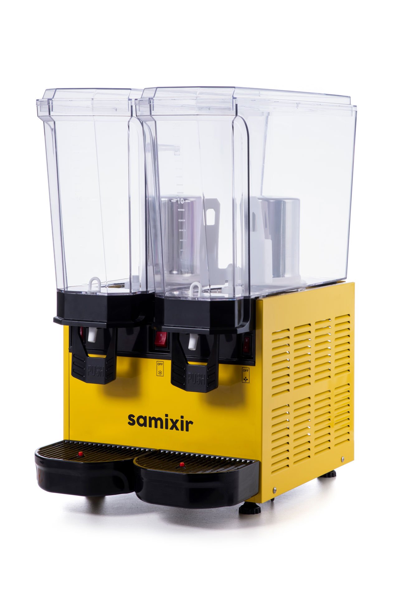 Samixir 40.SMY Klasik Twin Soğuk İçecek Dispenseri, 20+20 L, Fıskiyeli ve Karıştırıcılı, Sarı