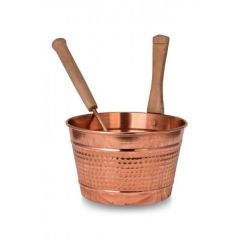 Göçek Sauna Kovası Kepçeli Takım Makine Dövme Kırmızı