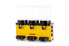 Samixir MMM30 Panaromik Triple Soğuk İçecek Dispenseri, 10 L+10 L+10 L, Sarı