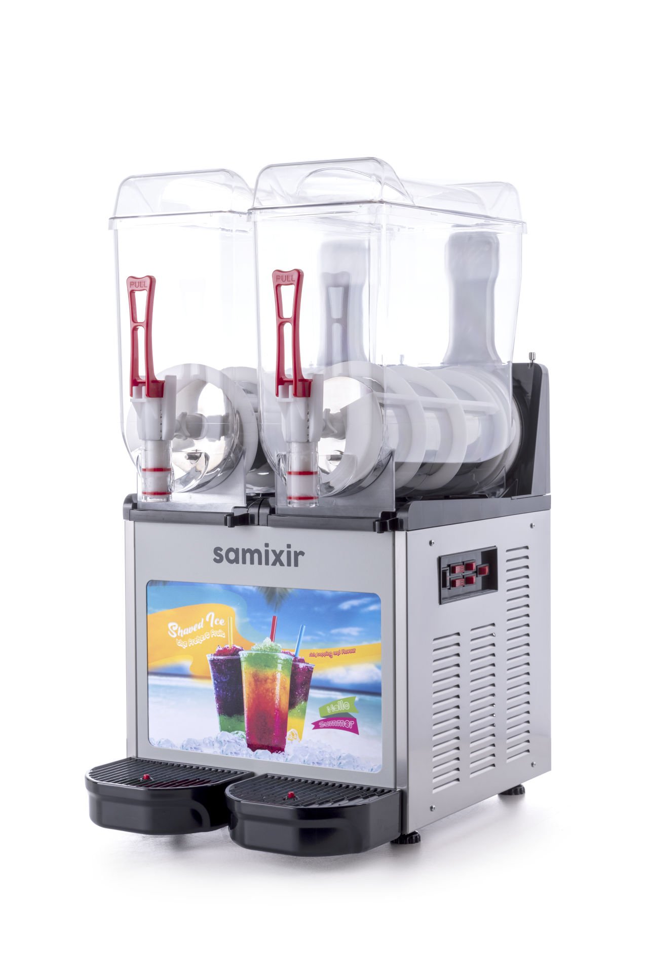 Samixir SLUSH24 Allure Twin Ice Slush Granita Milkshake ve Soğuk Meyve Suyu Dispenseri, 12+12 L, Inox