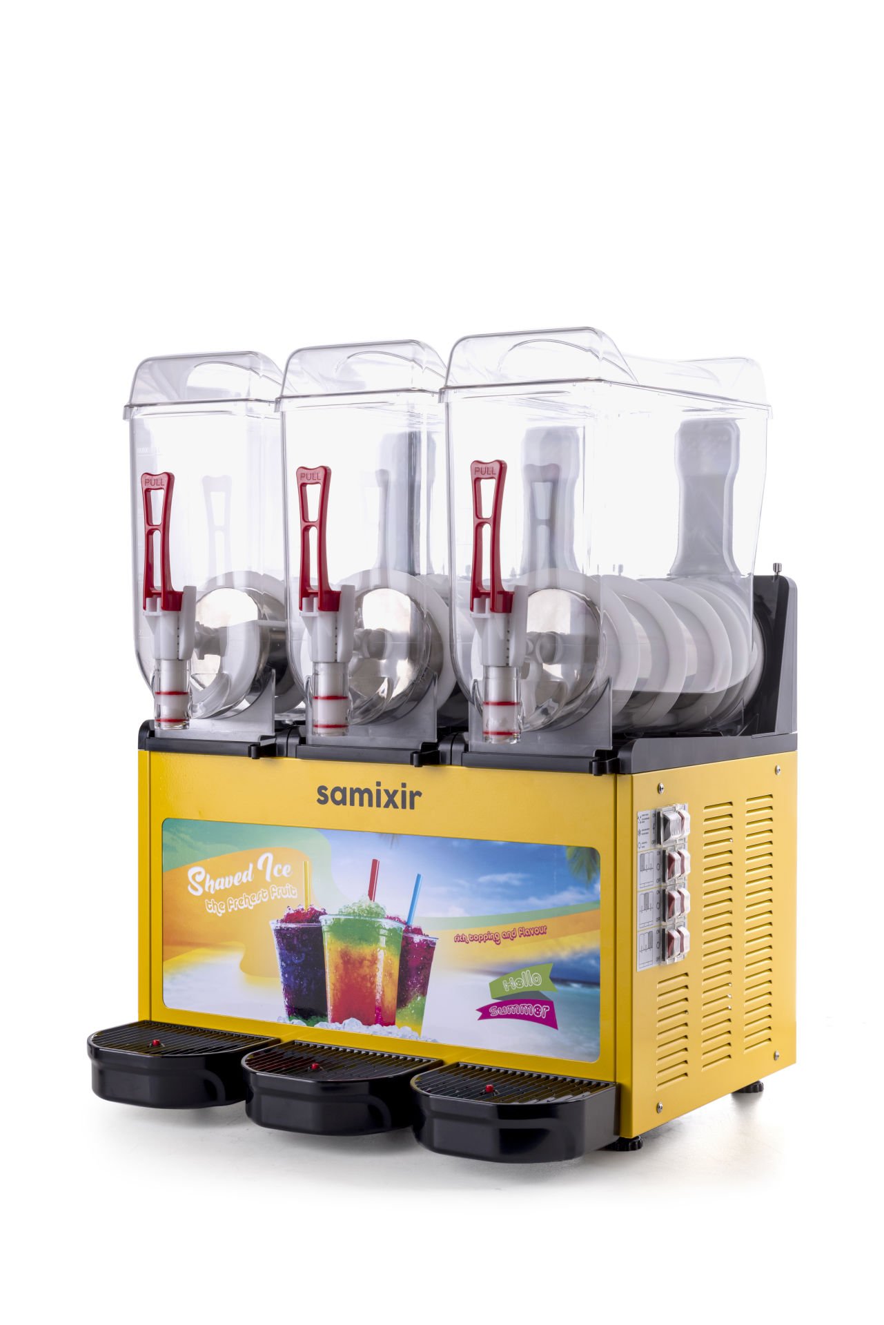 Samixir SLUSH36 Allure Triple Ice Slush Granita Milkshake ve Soğuk Meyve Suyu Dispenseri, 12+12+12 L, SarıÜRÜN KODU : 023.SLUSH36.YA