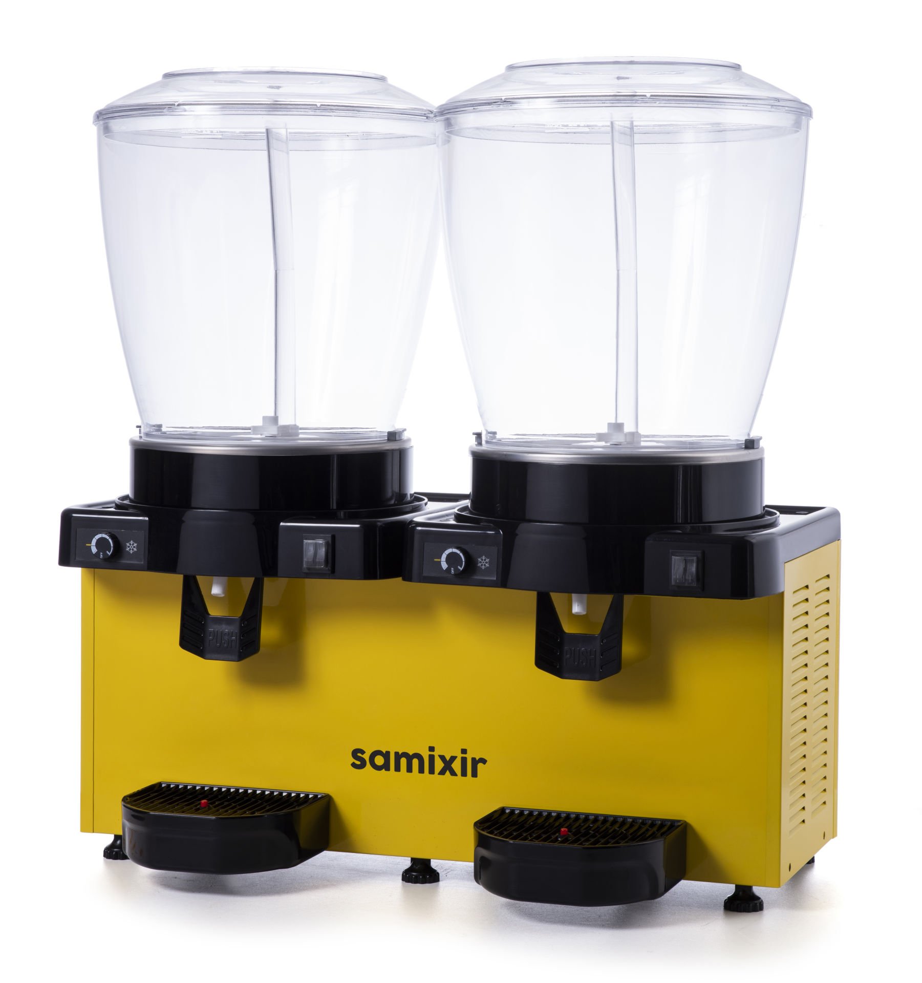 Samixir SS44 Panaromik Analog Twin Soğuk İçecek Dispenseri, 22+22 L, Fıskiyeli, Sarı