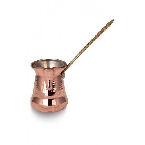 Sultan Cezve 1 No İnce Pirinç Kulp 2 Fincan Makine Dövme Kırmızı