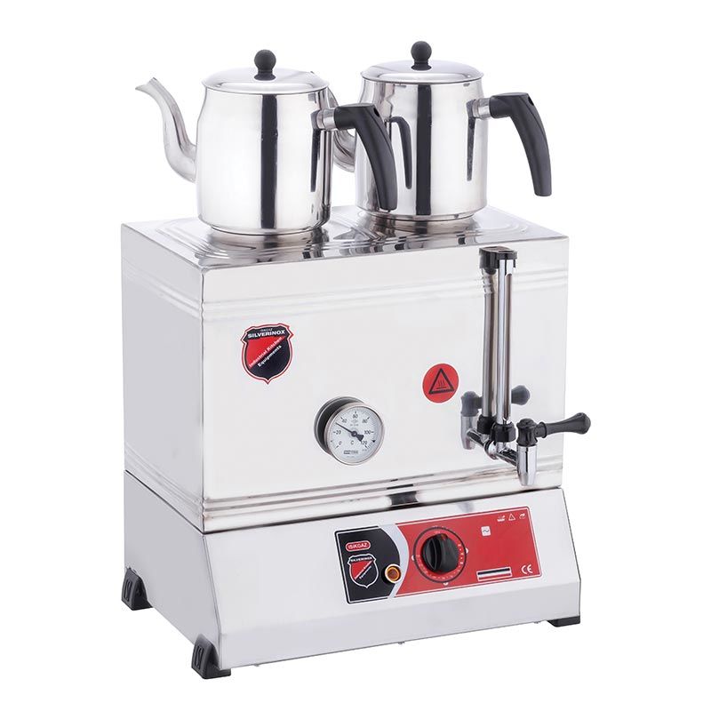 Ürüne Demlikler Dahil Değildir. Ayrı Olarak SatılmaktadırSilverInox 2121 40 Model Kaynaklı Çay Ocağı, 2 Demlikli, 28 L, Elektrikli