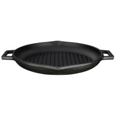 Lava Döküm Yuvarlak Izgara Tavası Döküm Demir Yekpare Çift Kulplu Çap(Ø)30cm.