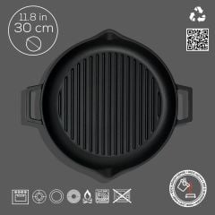Lava Döküm Yuvarlak Izgara Tavası 30 cm