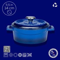 Lava Döküm Yuvarlak Tencere. Trendy Çap(Ø) 20 CM MAVİ