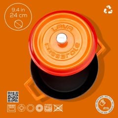 Lava Döküm Yuvarlak Tencere. Trendy Çap(Ø) 24 CM TURUNCU