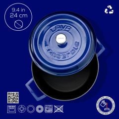 Lava Döküm Yuvarlak Tencere. Trendy Çap(Ø) 24 CM MAVİ